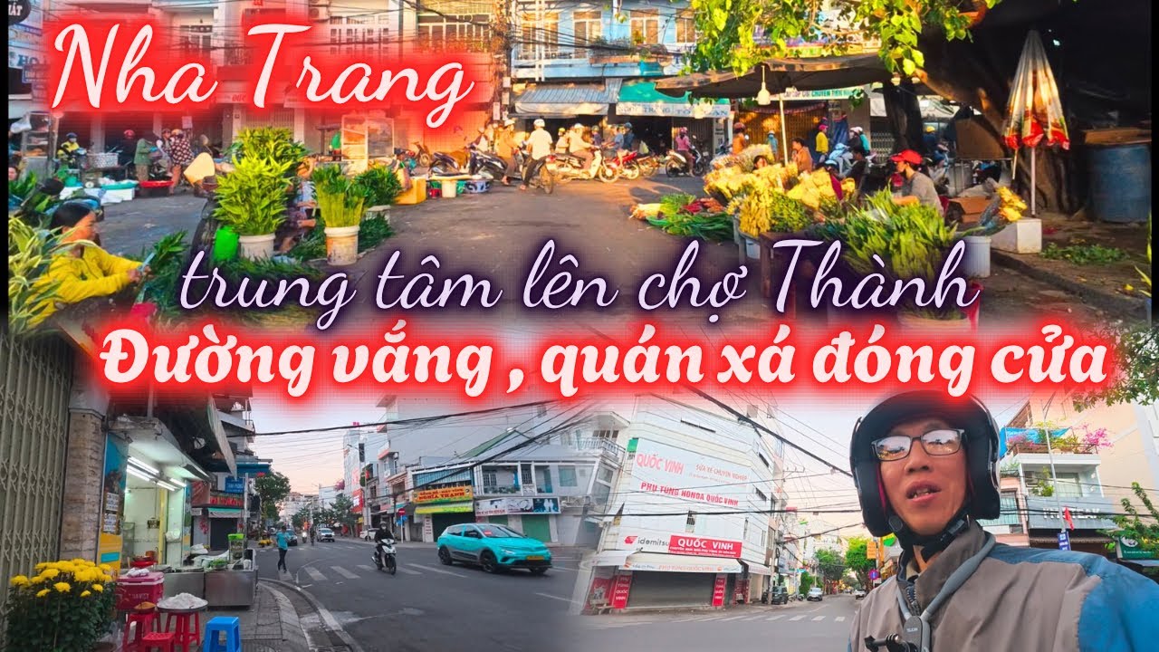 Từ Trung Tâm lên Chợ Thành,Diên Khánh ngày đầu năm , đường vắng , quán xá đóng cửa chưa buôn bán gì 