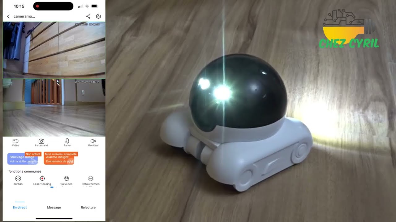 Caméra robot sur chenilles surveillance et interaction avec animaux de compagnie grande autonomie 