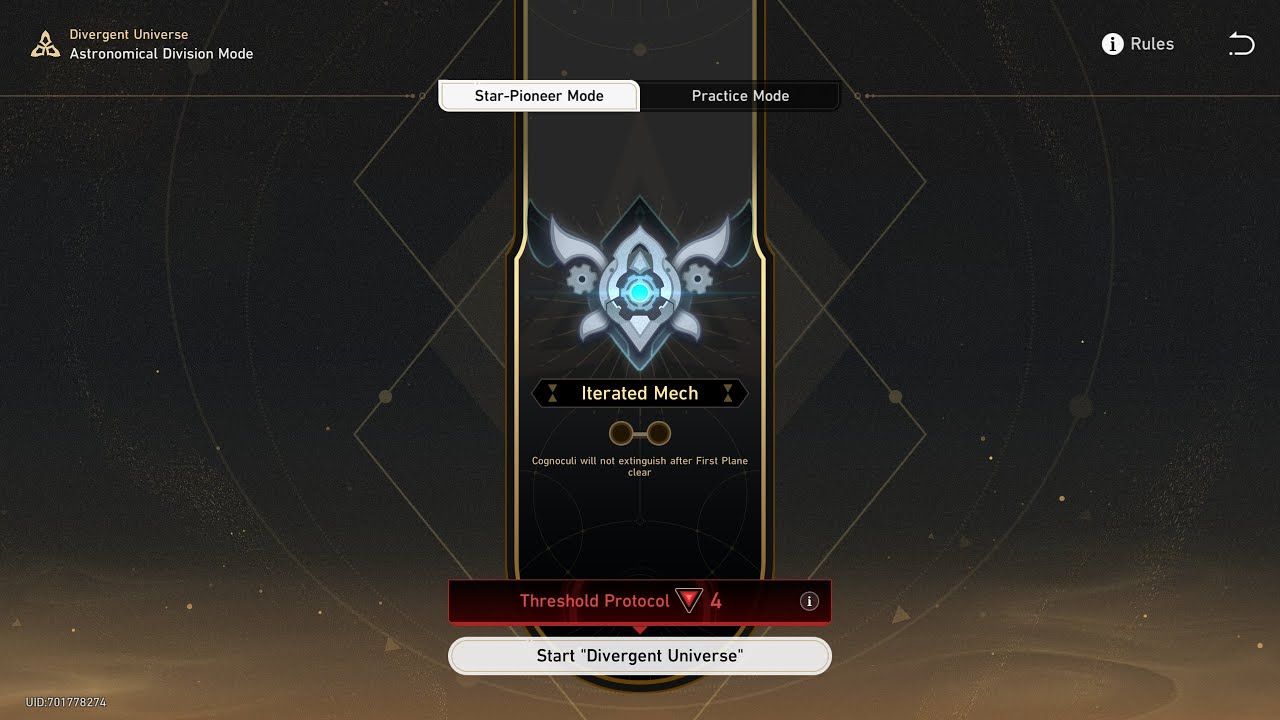 [HSR] Divergent Universe - Iterated Mech (TP4)