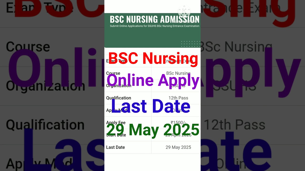 BSC NURSING# Online Apply 2025# Last Date