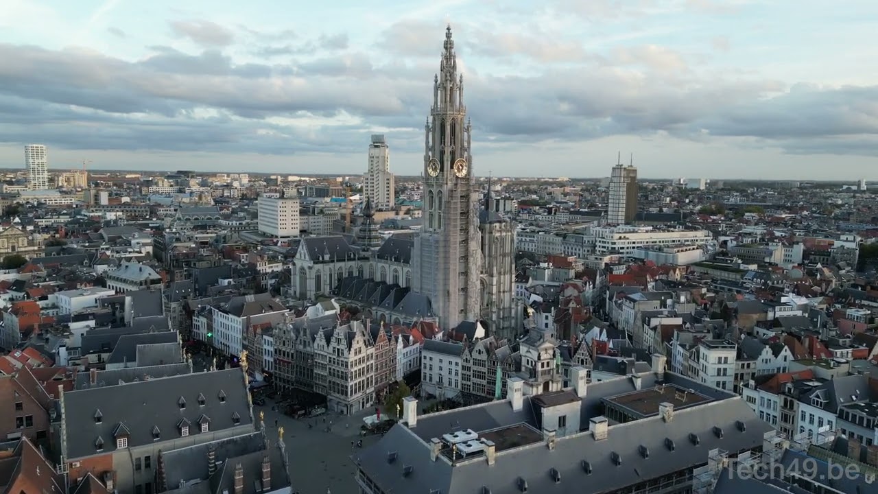Cathedral of Our Lady, Antwerp, Belgium - 4K Drone Footage