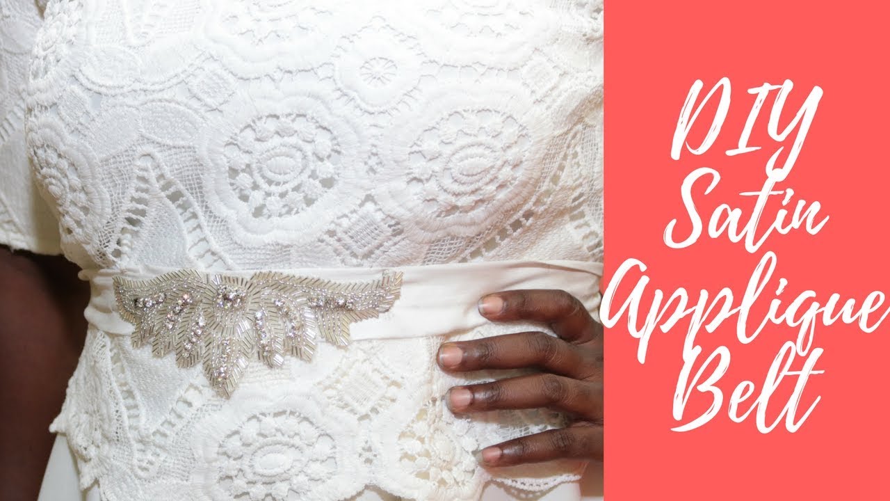 DIY Satin Belt with beaded applique