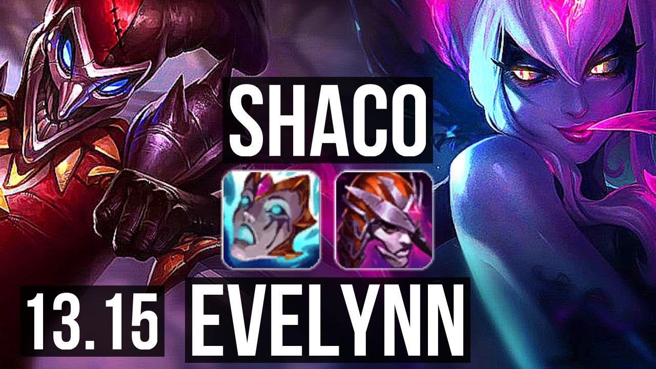 SHACO vs EVELYNN (JNG) | Rank 1 Shaco, 8/0/8, 1.4M mastery, 600+ games | EUW Challenger | 13.15