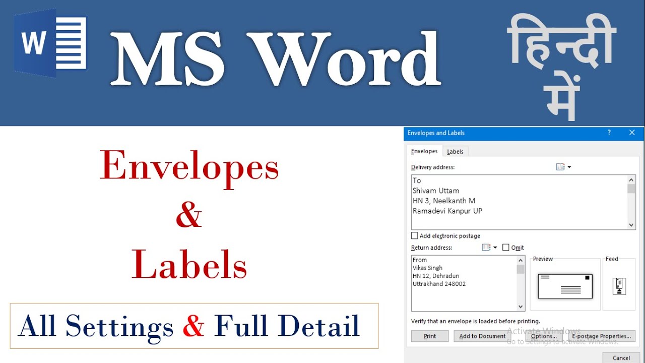 Envelope and labels in ms word | What is envelope and Labels?