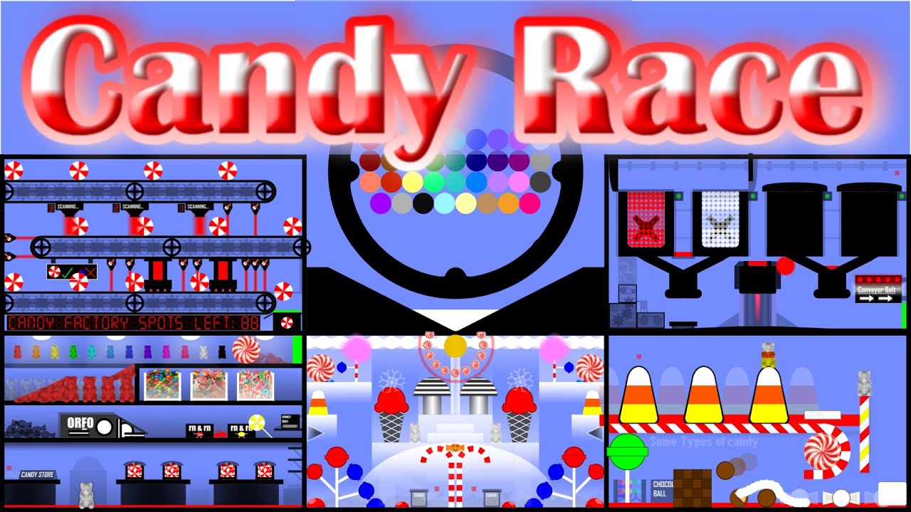 35 Marble Race EP. 45 : Candy Race (in Algodoo) | RED HUY