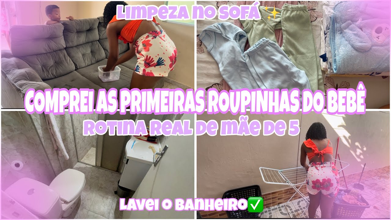 A FAMÍLIA VAI AUMENTAR 😍| ROTINA REAL MÃE DE 5 🥵| LAVEI O BANHEIRO E LIMPEI O SOFÁ ✅