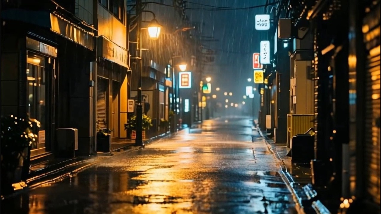 Tokyo Rain at Night 🌧 Cozy Street Ambience for Deep Sleep (1 Hour)