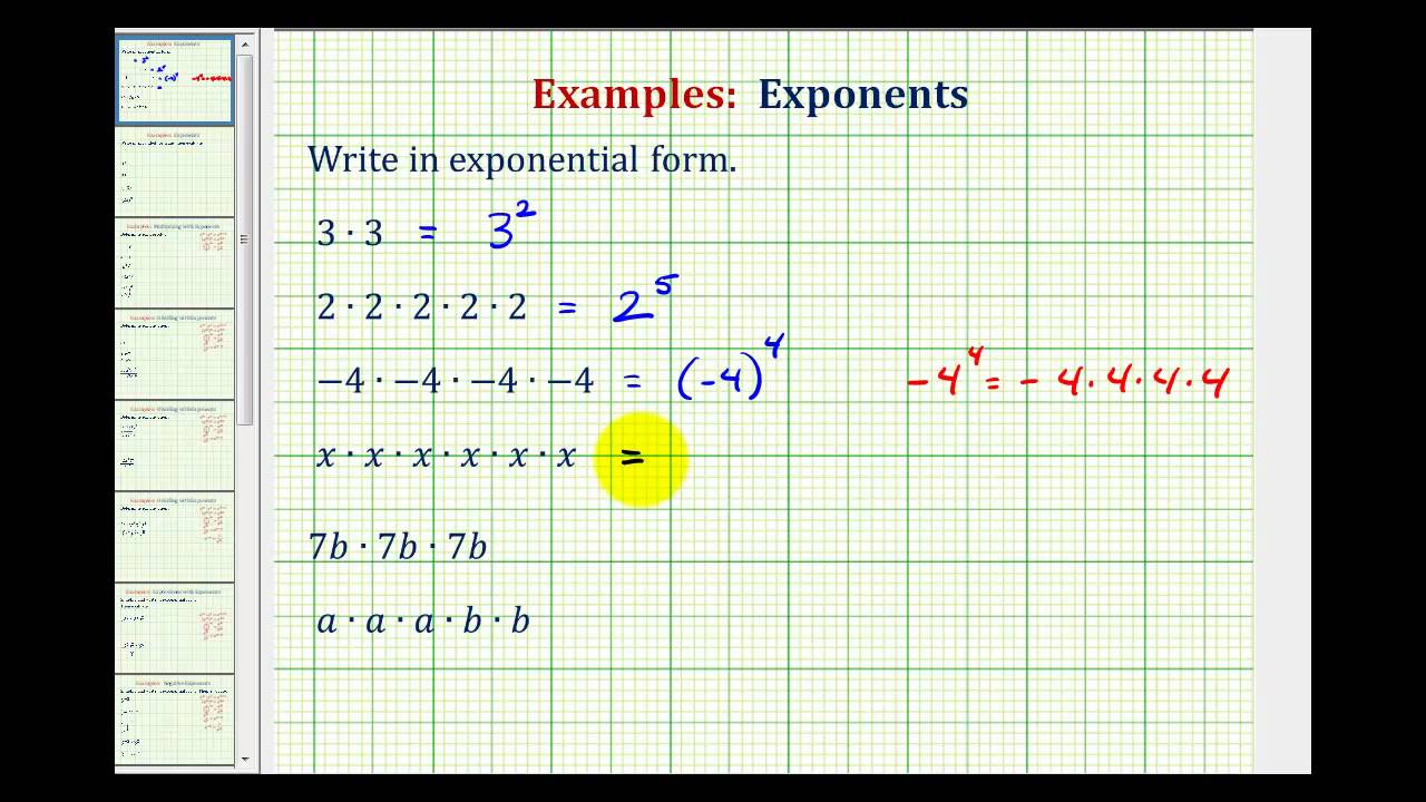 Ex:  Write Repeated Multiplication Using Exponents