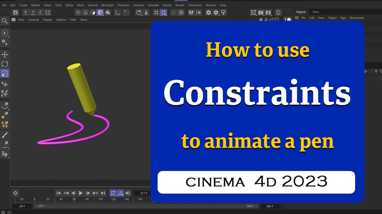 How to a create a writing effect using constraints in Cinema 4D 2023  @MaxonVFX​