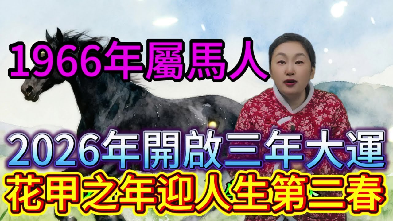 恭喜 1966 屬馬人！2026 開啓動輒三年大運，本命年破局 + 2027 偏財旺 + 2028 福滿門，花甲之年迎人生第二春！