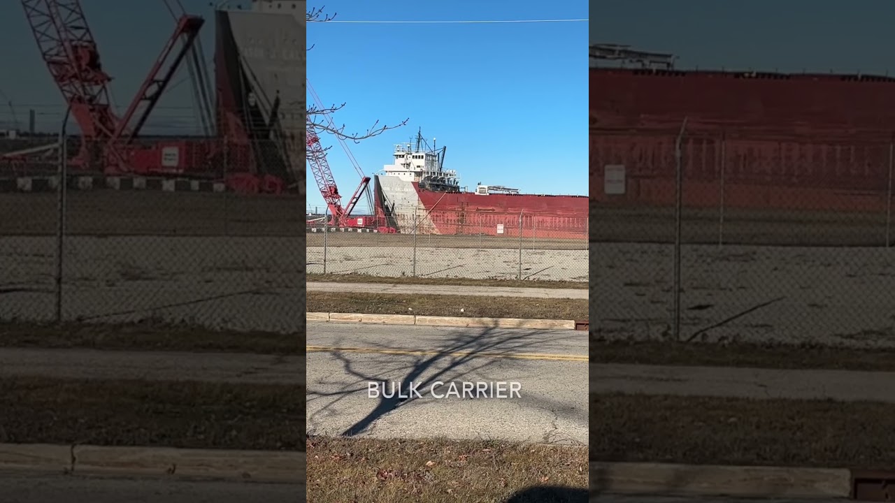 Ore Carrier at the shipyard in Escanaba Michigan