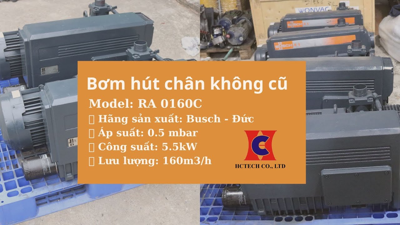 BƠM HÚT CHÂN KHÔNG VÒNG DẦU BUSCH RA 0160 CŨ 5.5KW - BƠM VÒNG DẦU NHẬT BÃI
