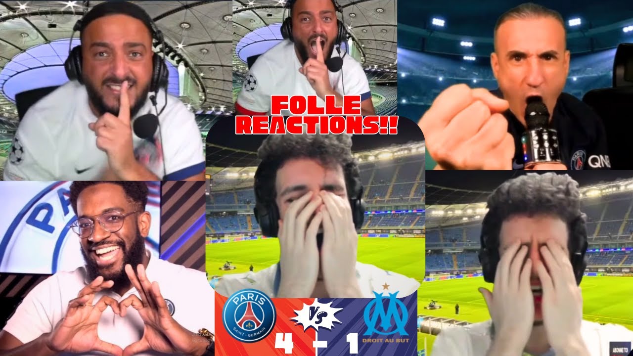 RÉACTION DES SUPPORTERS MARSEILLAIS EN LARMES ET DES SUPPORTERS DU PSG EN LIESSE APRÈS LE 4-1