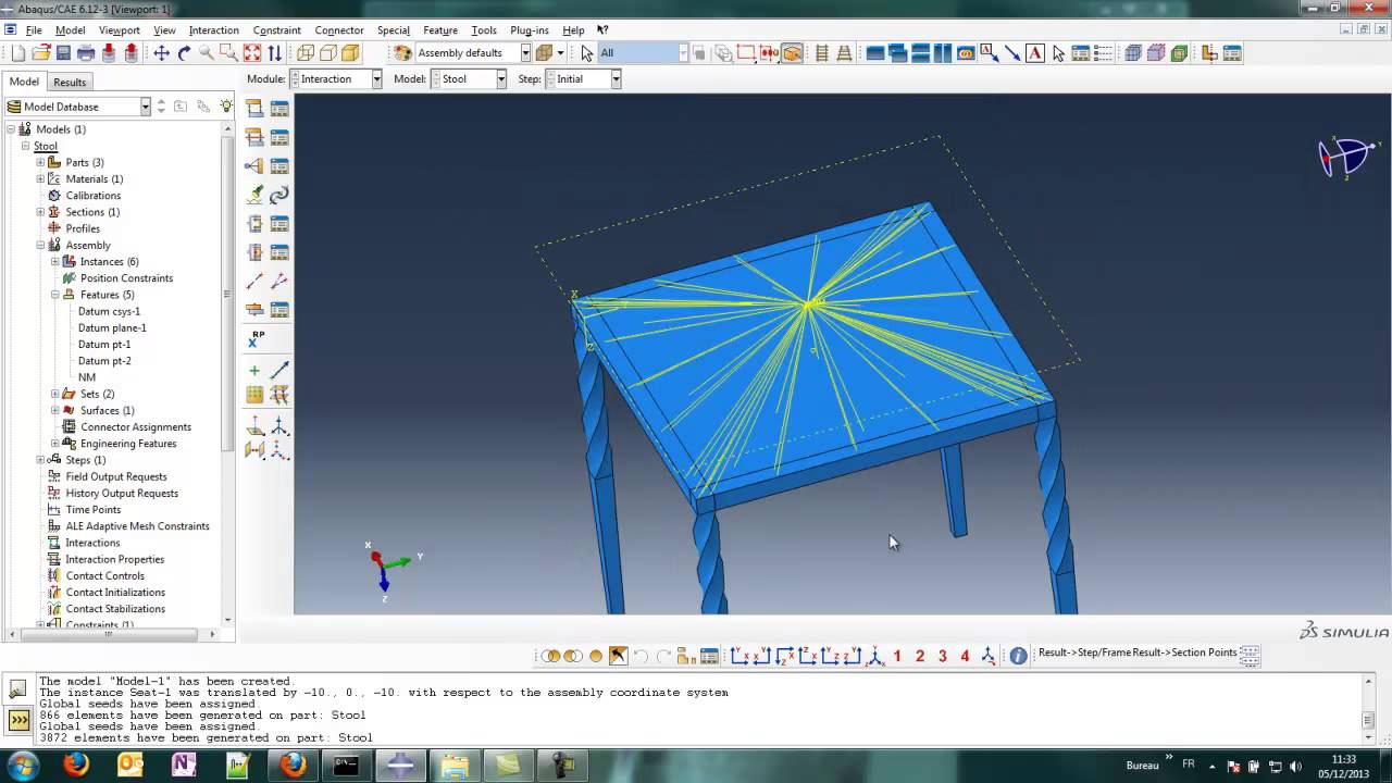 Abaqus - Aluminium Structural Stool subjected to a static load