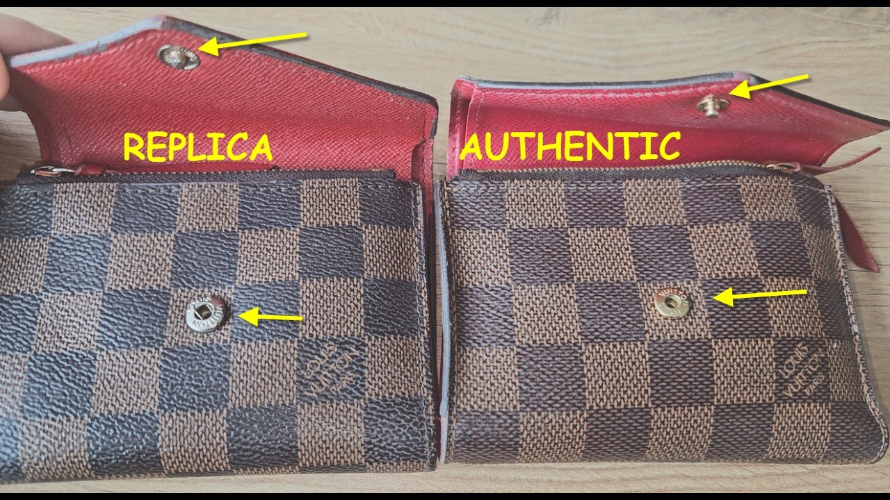 Louis Vuitton purse real vs fake review. How to spot original Louis Vuitton Victorine Damier wallet