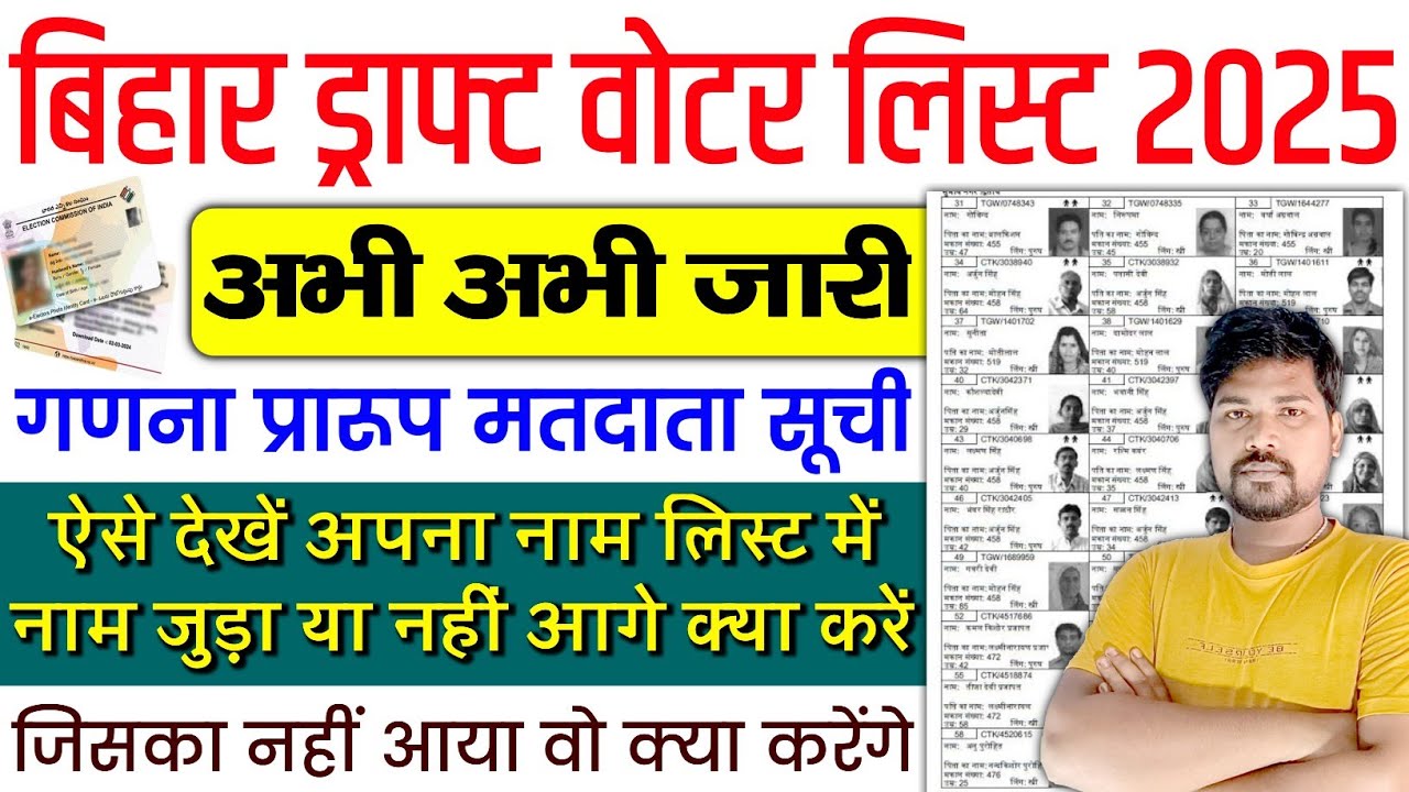 बिहार ड्राफ्ट वोटर लिस्ट जारी जल्द देखें नाम 2025  | Bihar Draft Voter List Kaise Nikale 2025