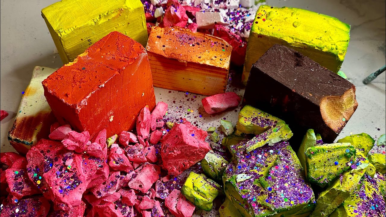 Dyed Gym Chalk Blocks and Chunks Crush ASMR