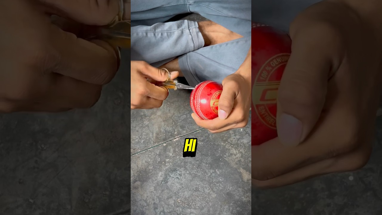 Cutting the cricket ball to see what is inside the ball