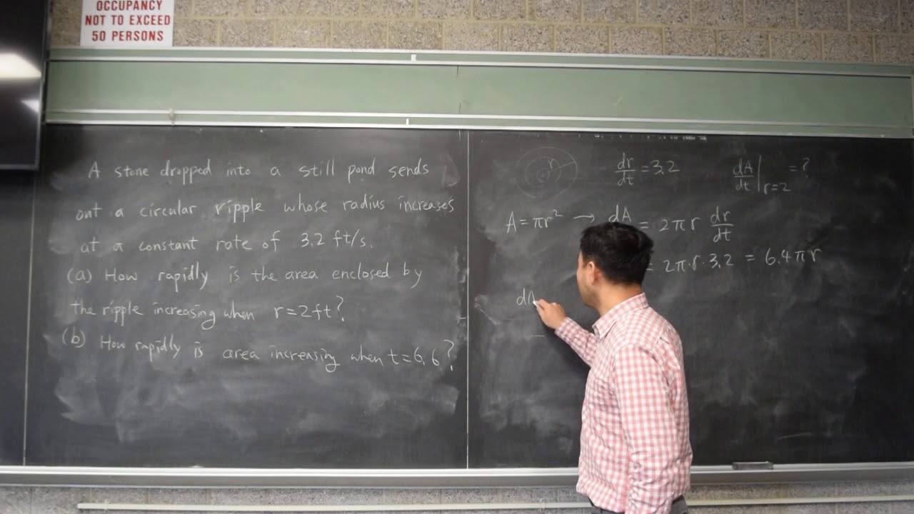 related rates stone dropped in a pond