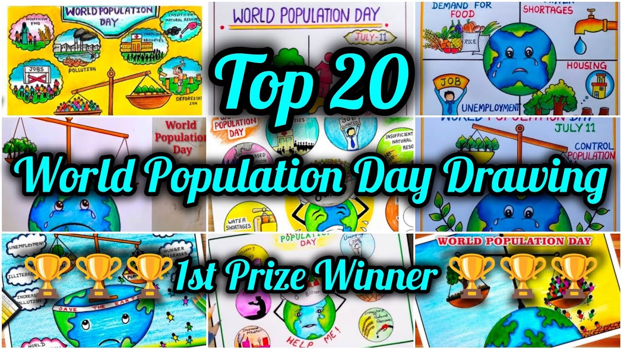 Top 20 World Population Day Drawing ideas🏆🏆/Population Control Drawing/Population day Best Drawing🏆🏆