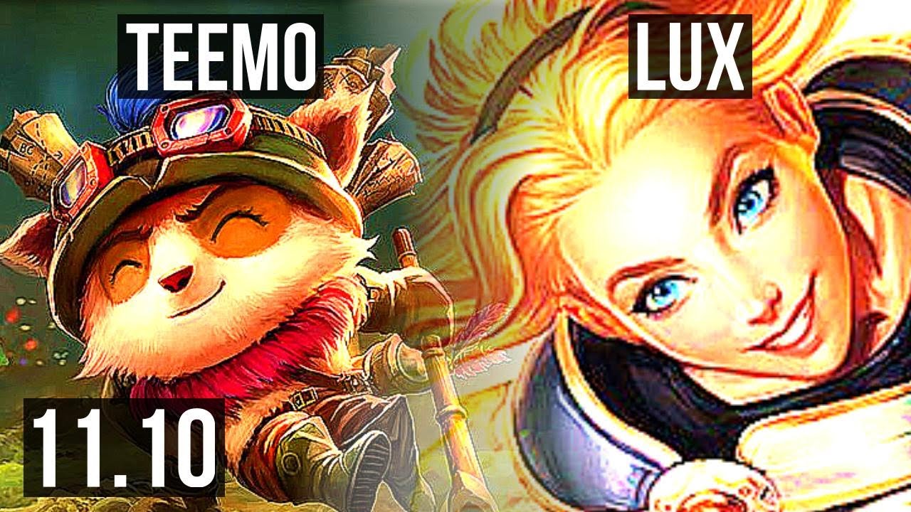 TEEMO vs LUX (MID) | 3.5M mastery, 500+ games, Rank 9 Teemo, 7/3/8 | NA Grandmaster | v11.10