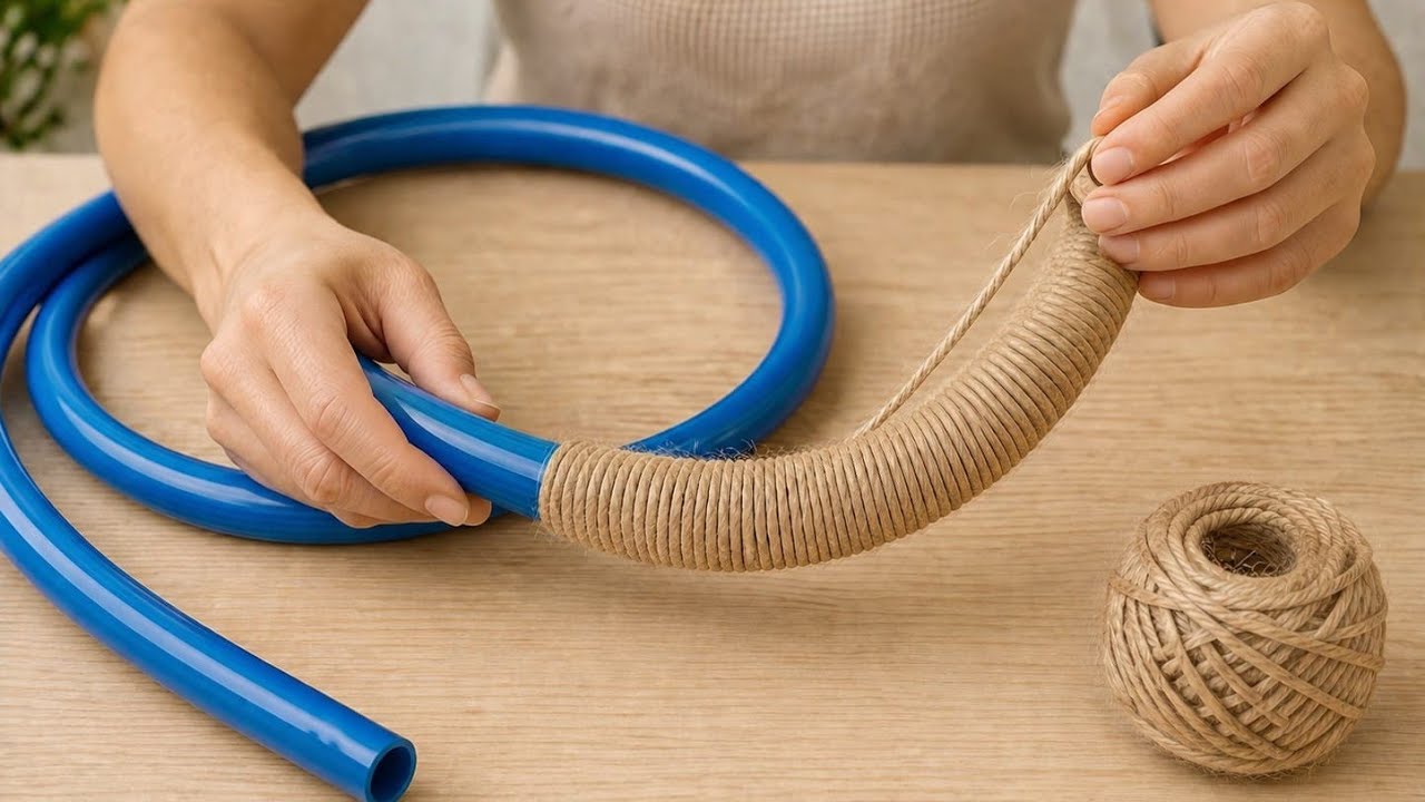 2 Beautiful DIY Home Decor Ideas Using a Garden Hose & Jute Rope
