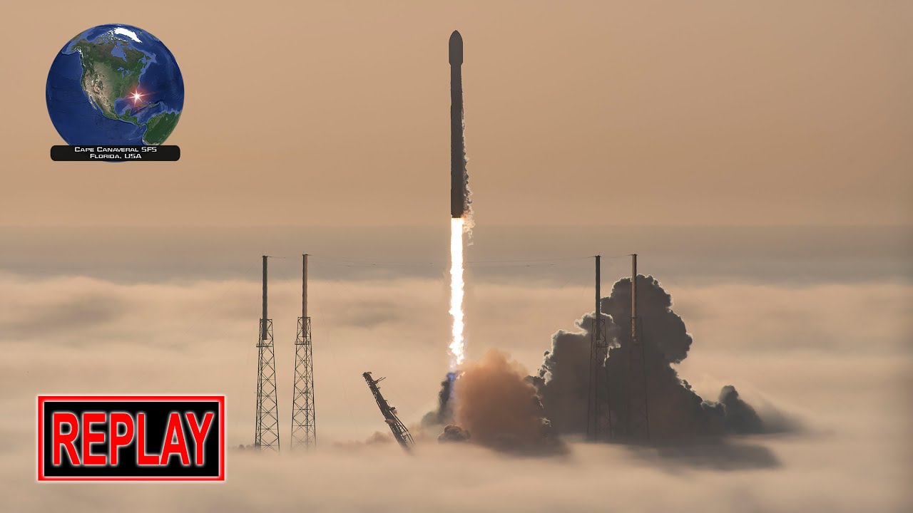 ПОВТОР: Запуск ракеты Falcon 9 NROL-77 с мыса Канаверал (9 декабря 2025 г.)