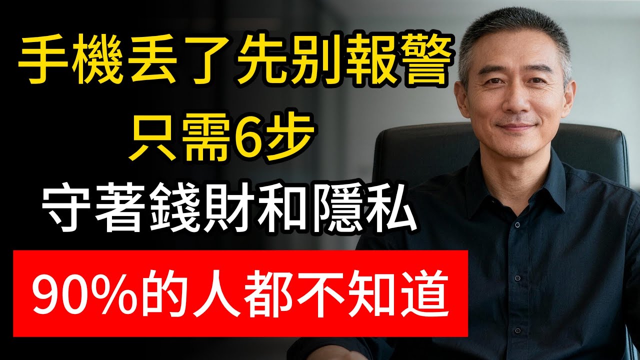 手機遺失別慌亂！牢記6步緊急應對，守住錢財與隱私，太多人後悔懂太晚！#手機丟失 #防盜刷 #手機安全 #生活小妙招 #財產安全