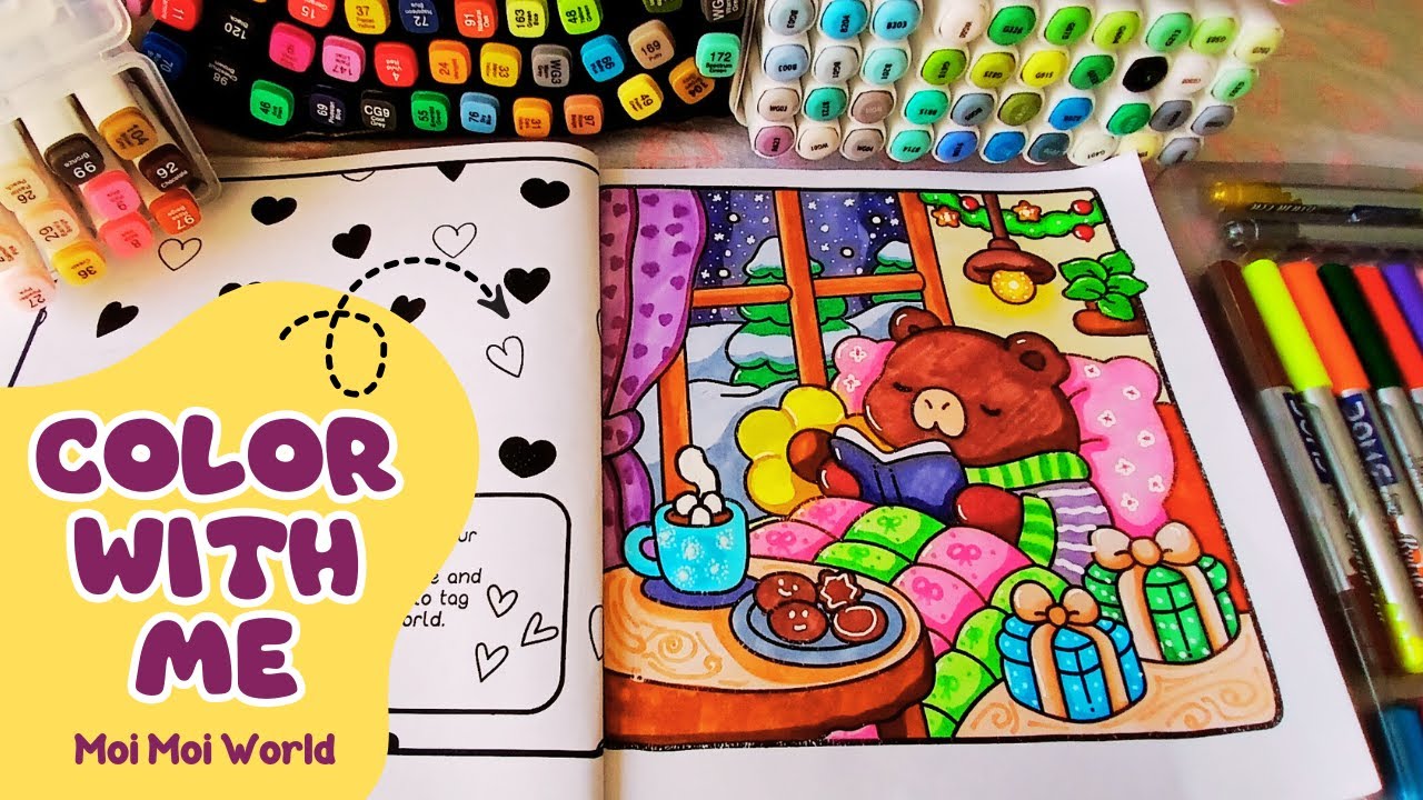 Coloring a Cozy Winter Page ❄️ | Relaxing & Satisfying #moimoiworld #coloring #ohuhumarkers #art