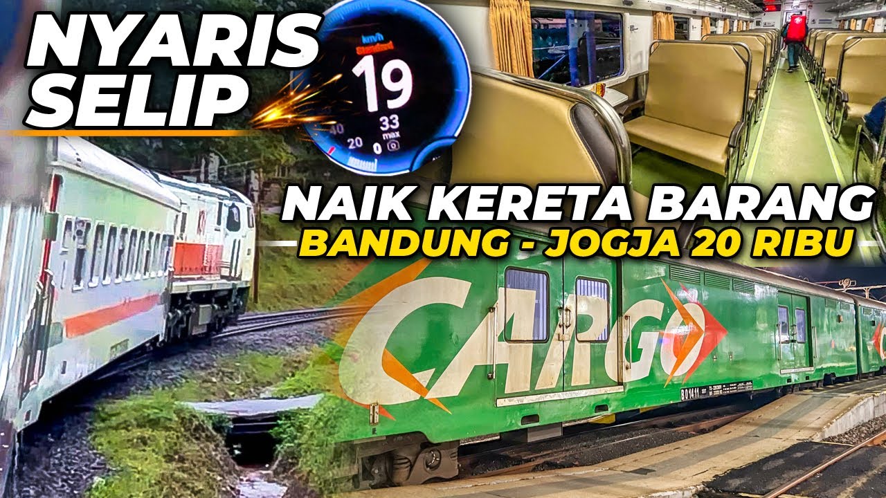 NYARIS SELIP DI TANJAKAN!! NAIK KERETA BARANG BER-PENUMPANG! Trip KA Motis Selatan Bandung - Jogja