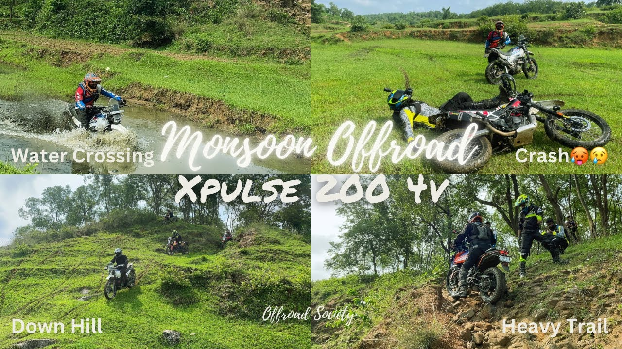 Monsoon Offroad Xpulse 200 4v |Water Crossing |crash🥵😰 |Down Hill |Heavy Trail