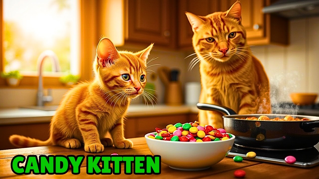 🐱🍬💖 Ginger Kitten Loves Candy Chips, So Mama Cat Starts Cooking a Special Treat