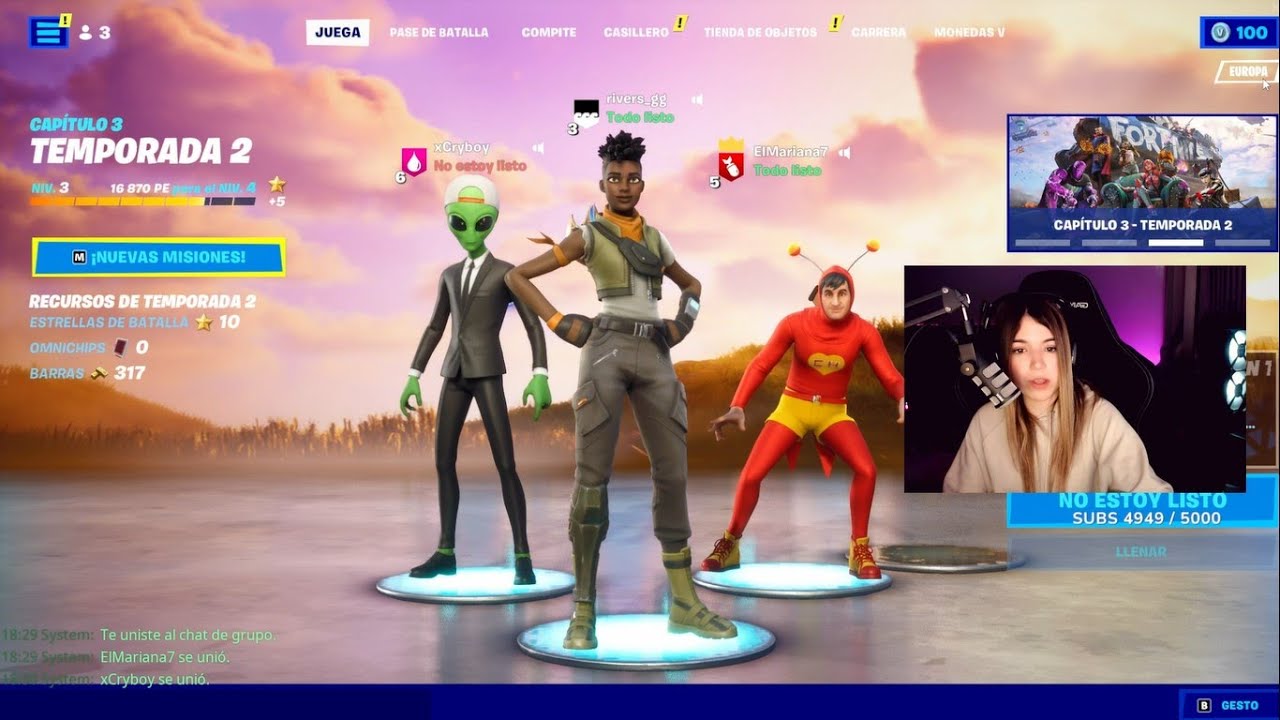 Rivers, ElMariana y Cry, Jugando unas partidas de FORNITE