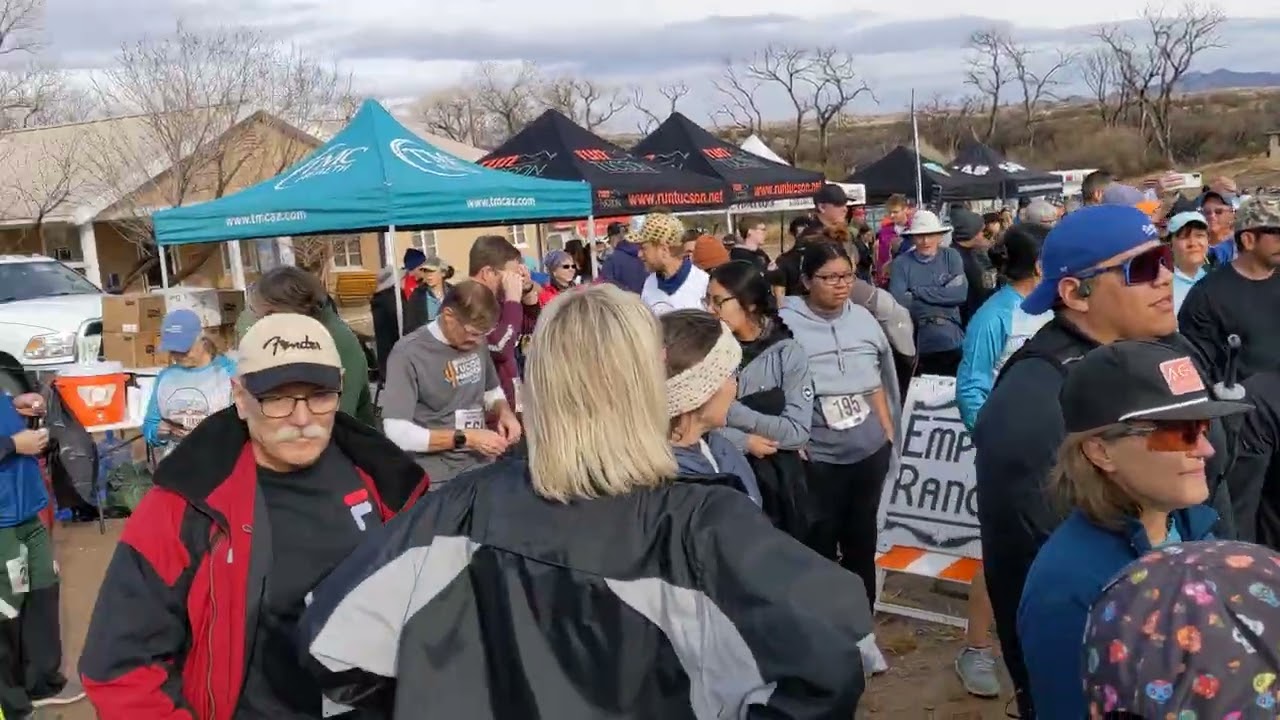 Empire Ranch Inaugural 10K Trail Race start. New to people.