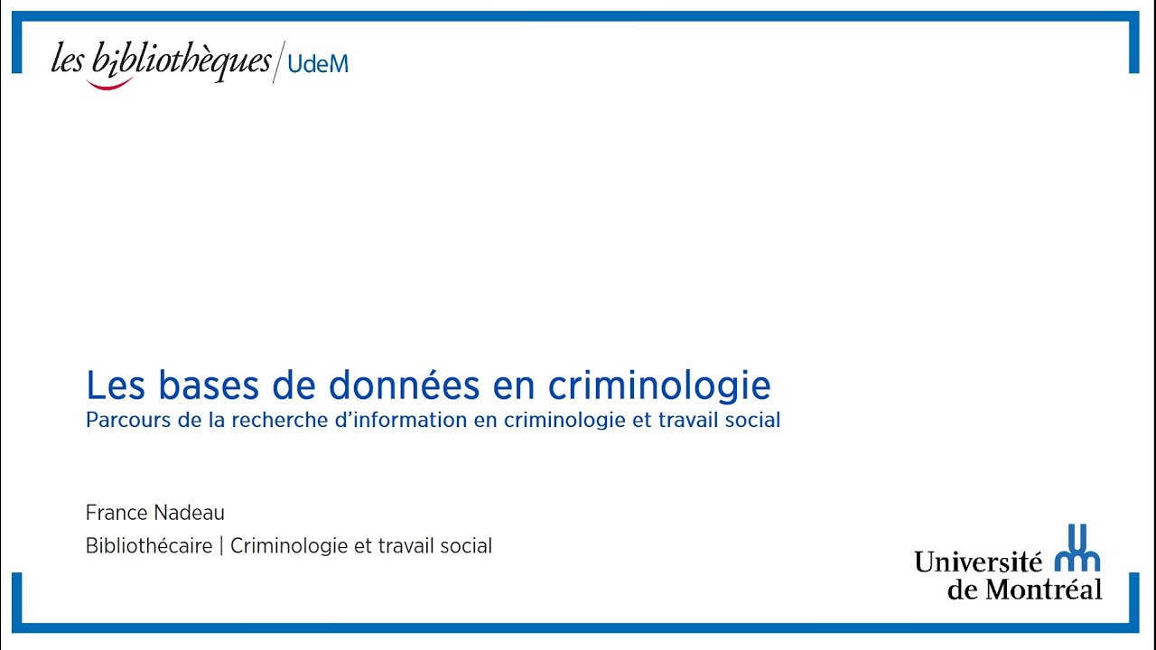 Les bases de données en criminologie