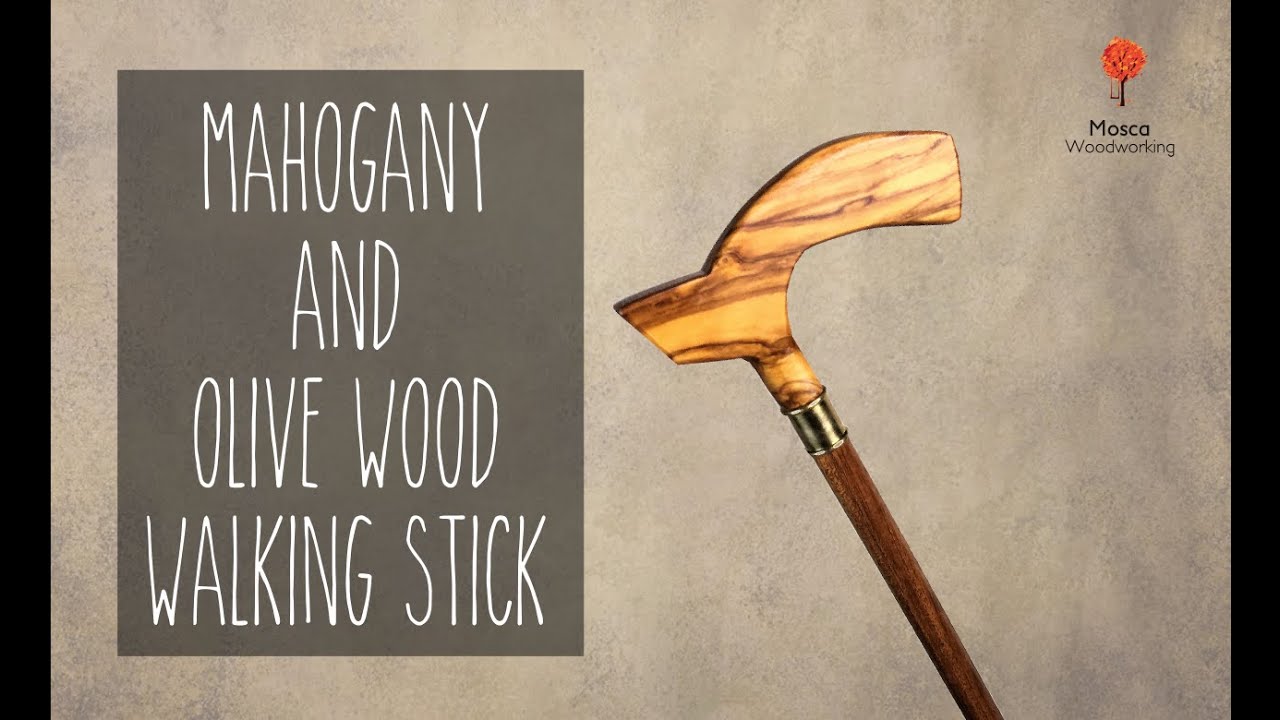 MAHOGANY AND OLIVE WOOD WALKING STICK -NO LATHE-