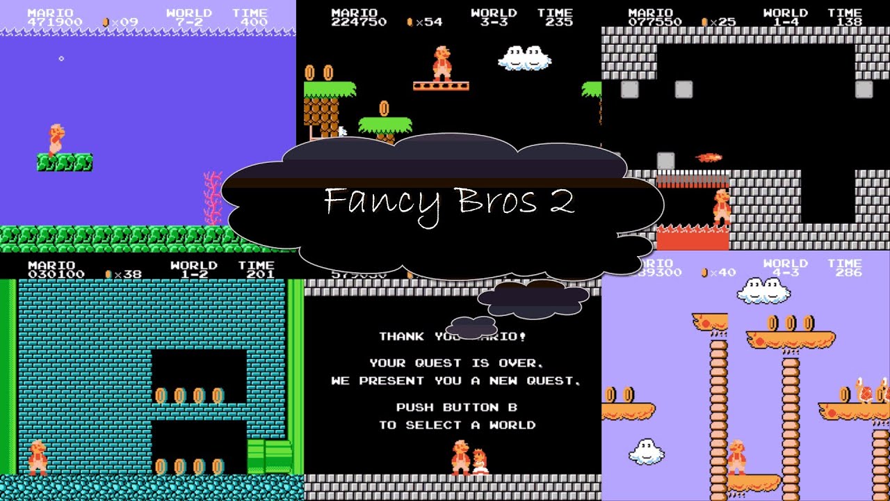 Fancy Bros 2 CZ - (Super Mario Bros Hack), No Damage, Many Secrets (NES)