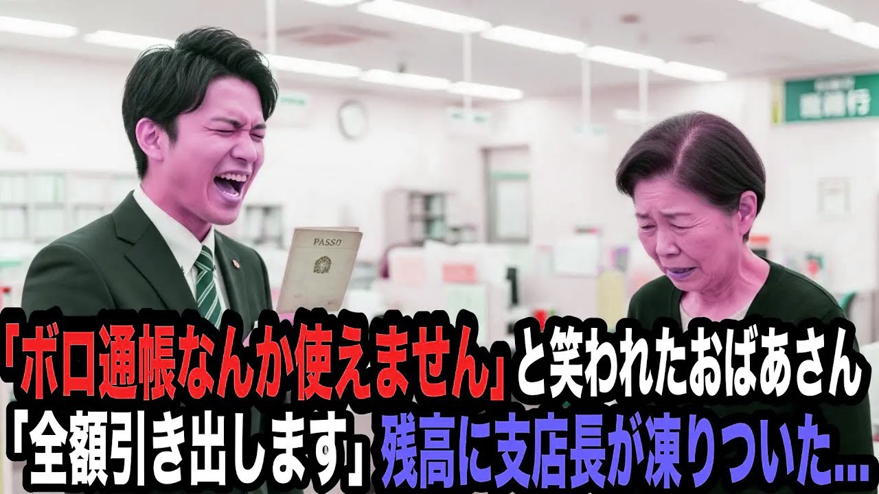 「ボロ通帳なんか使えません」と銀行で笑われたおばあさん。しかし「全額引き出します」と言った瞬間、その残高に支店長が凍りついた…