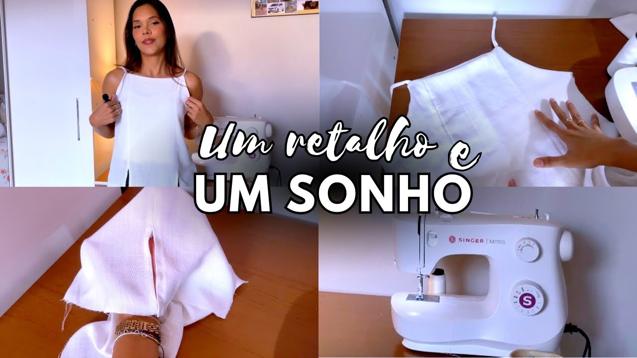 Blusinha de alças com fendas frontais em tecido plano - um mini retalho e um sonho 