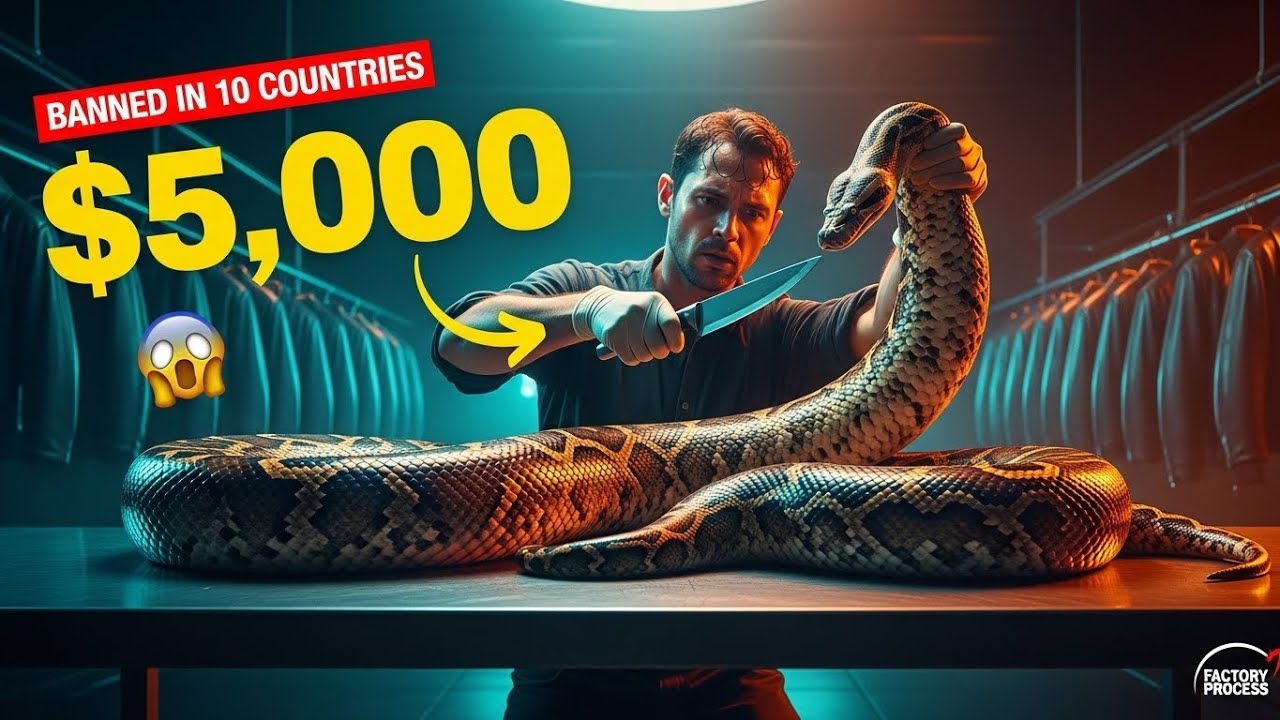 How Python Leather Is Made in Factories | Luxury Snake Skin Process