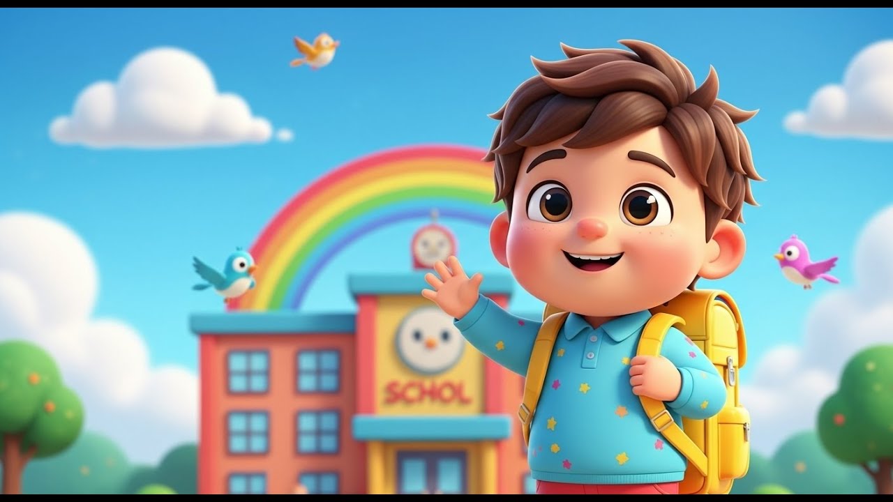 Time for School, Let’s Go! 🎒🌈 | Fun Morning Nursery Rhyme for Kids