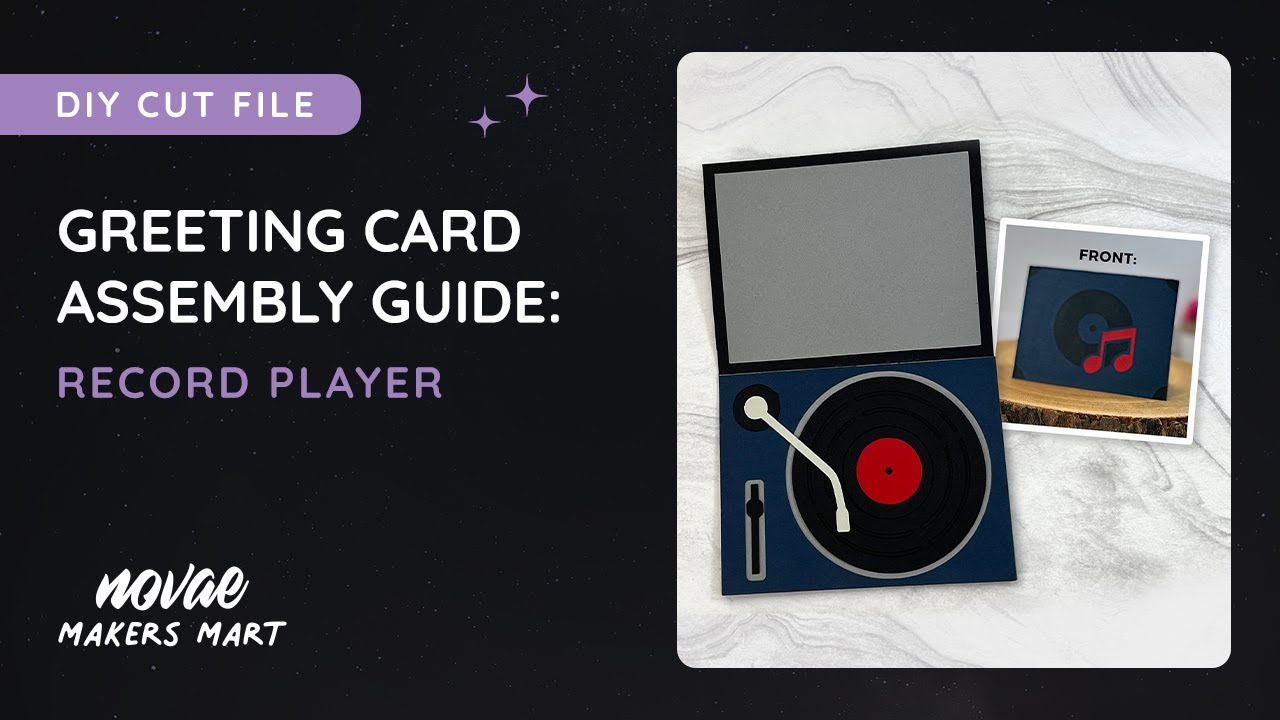 Record Player Birthday Card Template | DIY Record Player Card Cut File