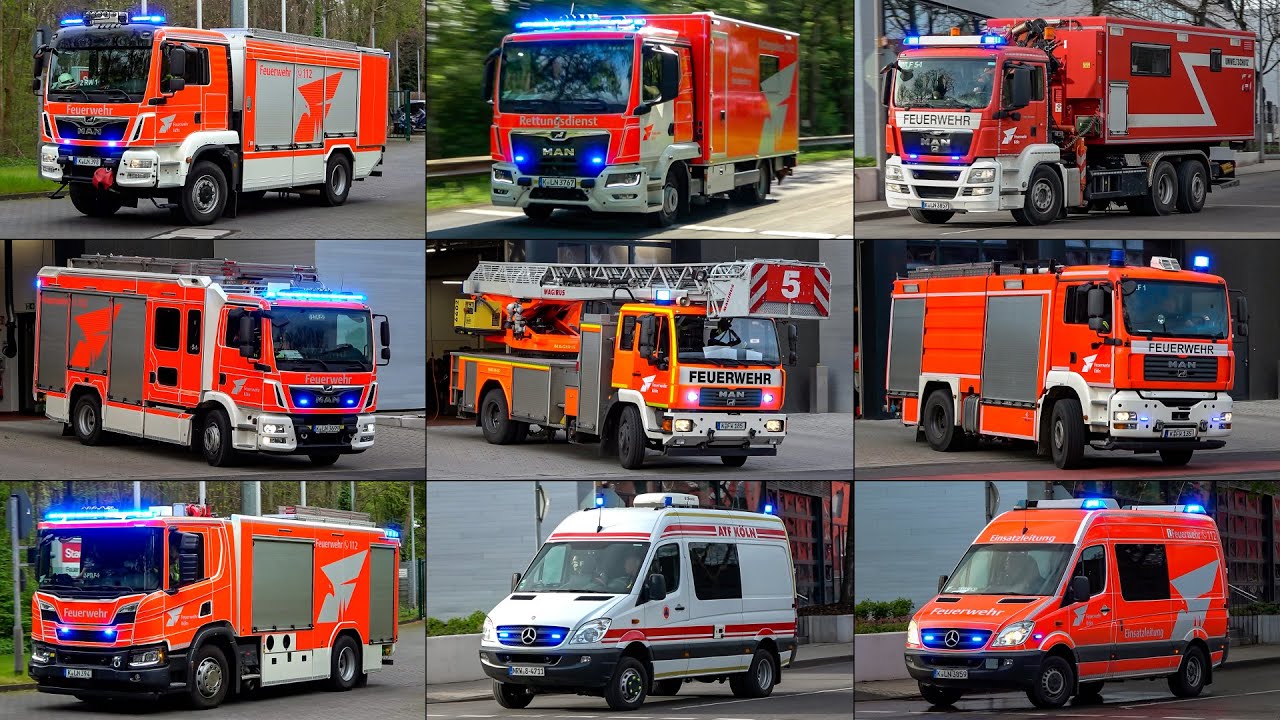 [RÜSTWAGEN, WLF & S-RTW!] - Feuerwehr KÖLN | XXL-Einsatzfahrten Zusammenschnitt! BF & FF