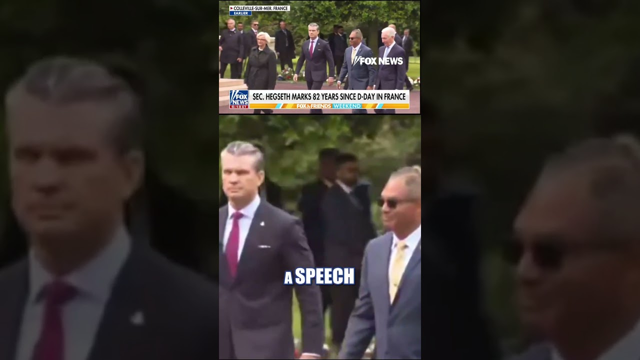 Hegseth HONORS fallen D-Day troops in France #foxnews #news #shorts #ww2