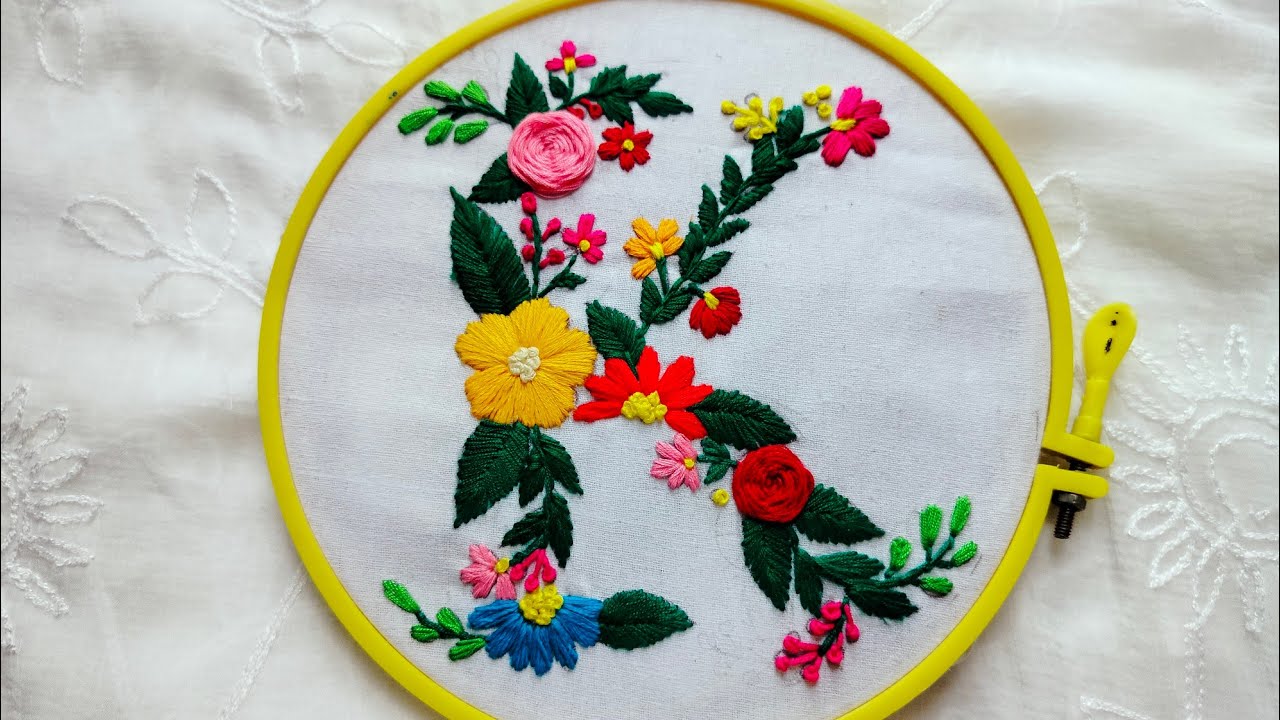 K Letter Embroidery Tutorial || Letter Embroidery Stitch for Beginners || threads magic 
