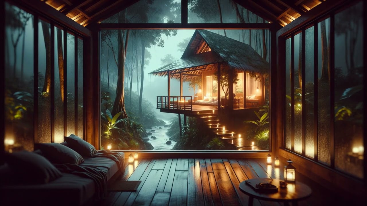 Sleep in a forested treehouse | gentle night breeze | 10 hours