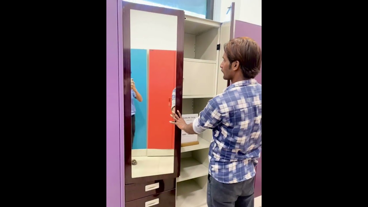 Godrej Slimline 2 door Dual Dark Wood door 🚪 godrej almirah 2 Door Almira design