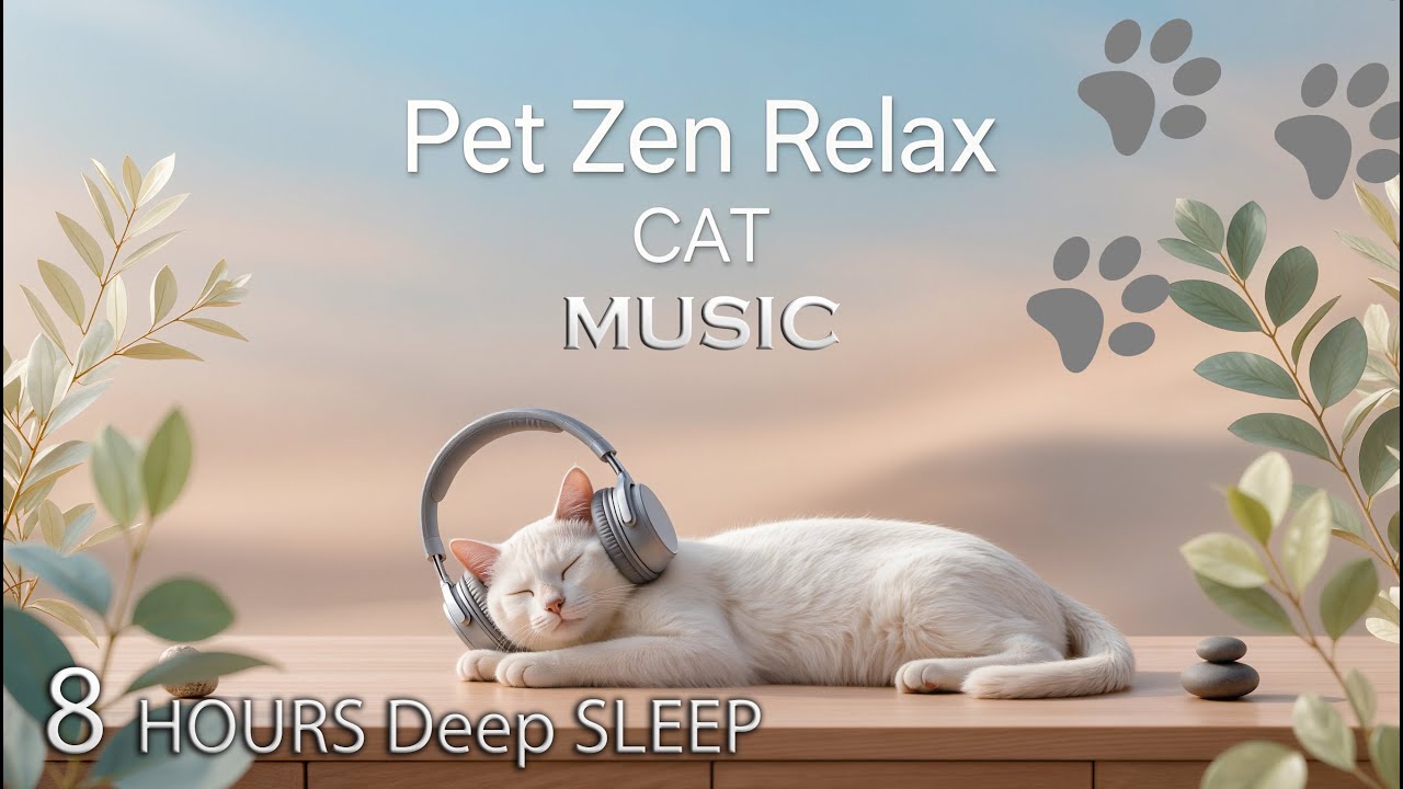 Cat Relax Music 8 HOURS | Peaceful Sleep, Purring & Pink Noise  for Stress Relief and Relaxation