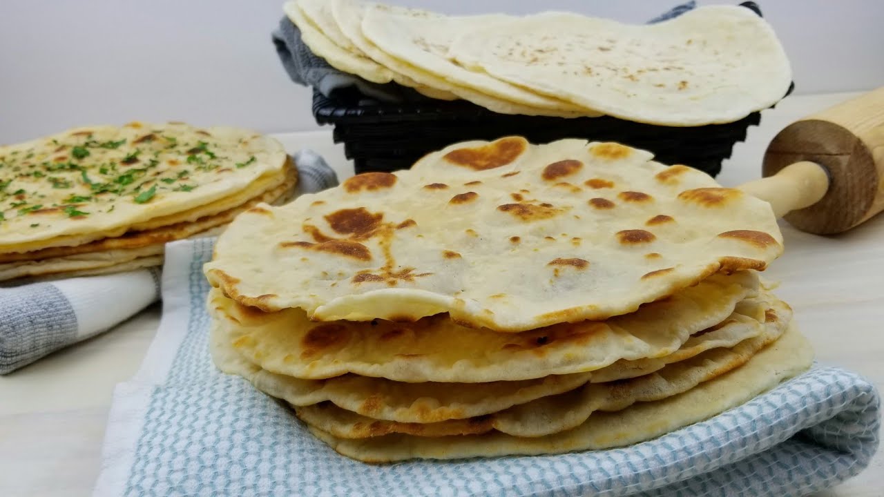الخبز العجيب بدون ماء وبدون تخمير وبدون فرن | ثلاثة أنواع خبز بعجينه واحده 🤔| Easy Flatbread Recipe