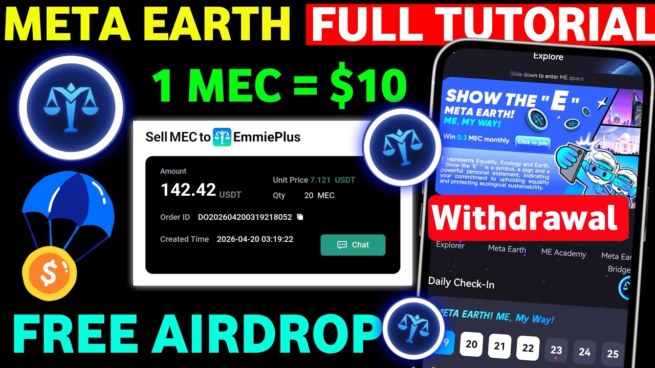 1 MEC = $10 | Meta Earth Free Airdrop | Me Pass  Withdrawal | Meta Earth App Full Tutorial 
